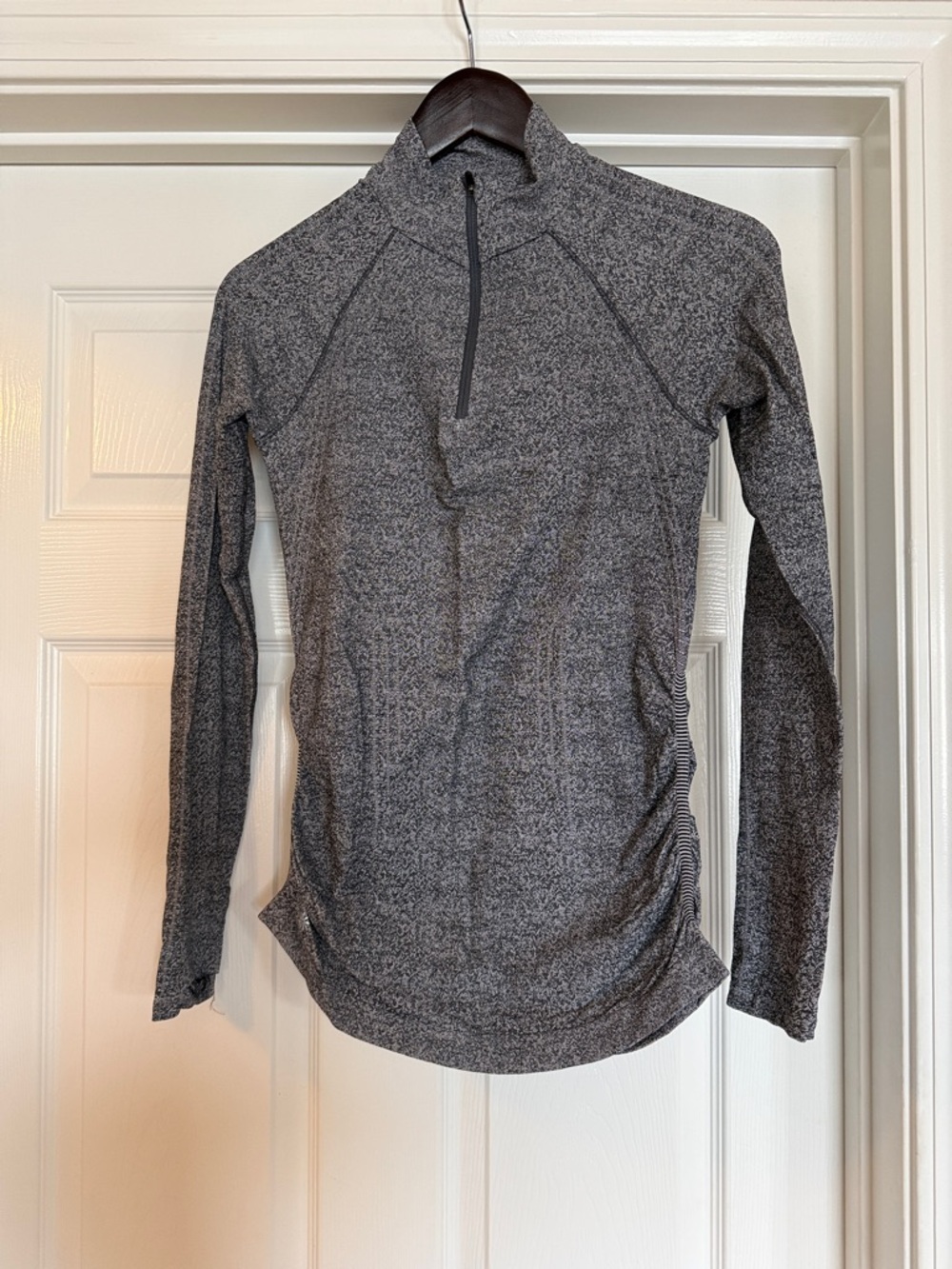 Athleta Women's Gray Marled Long Sleeve Half-Zip Top